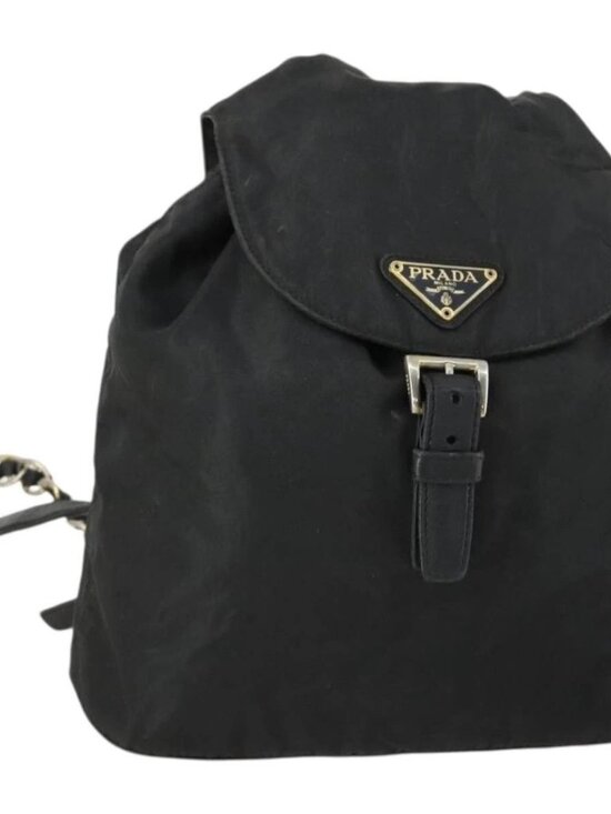 PRADA Backpack Nylon Black Gold Auth ka1273 main image 10